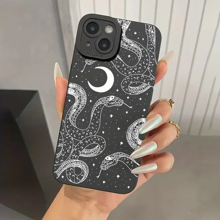 Snake Pattern Phone Case for iPhone Made of Soft Shockproof Matte Silicone - IPH4