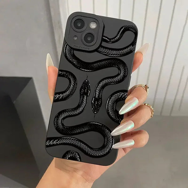 Snake Pattern Phone Case for iPhone Made of Soft Shockproof Matte Silicone - IPH4